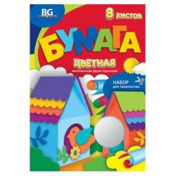 Набор цветной мелованной двухсторонней бумаги Скворечники, А4, 8 листов, 16 цветов