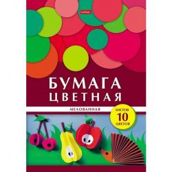 Бумага цветная Геометрия цвета. Ежик, мелованная, А4, 10 листов, 10 цветов