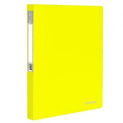 Папка на 2-х кольцах c внутренним карманом Neon, А4, 25 мм, до 120 листов, 0,7 мм, цвет неоновый желтый