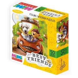 Фигурный деревянный пазл Best friends, 50 деталей