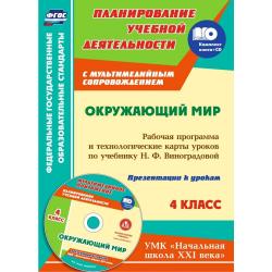 Окружающий мир. 4 класс рабочая программа и технологические карты уроков по учебнику Н.Ф. Виноградовой. Презентации к урокам в мультимедийном приложении. УМК Начальная школа XXI века. ФГОС (+ CD-ROM)